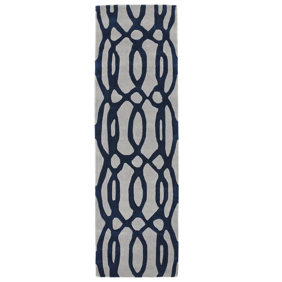 Asiatic Matrix Max 36 Wire Blue runner rug styled in a living room