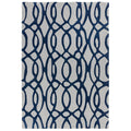 Asiatic Matrix Max Wire Blue Designer Rug featuring abstract interlocking loops in navy blue on light grey background, hand-tufted wool