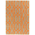 Rug with orange geometric pattern on beige background