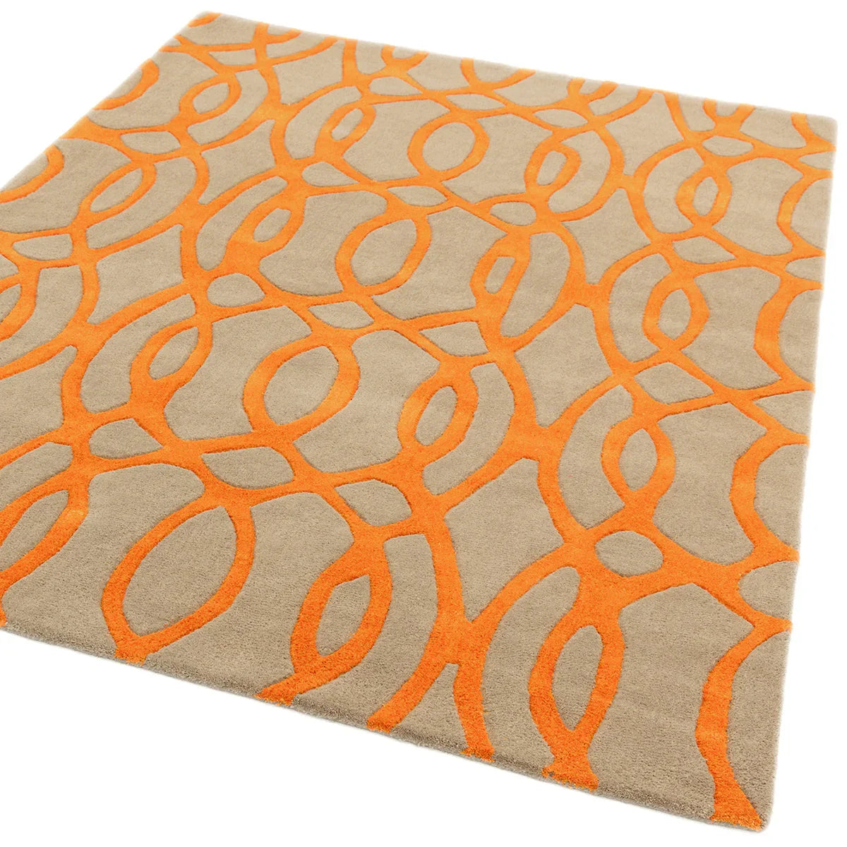 Asiatic Matrix Max Wire Orange Rug featuring looping pattern in orange on beige, machine-made polypropylene