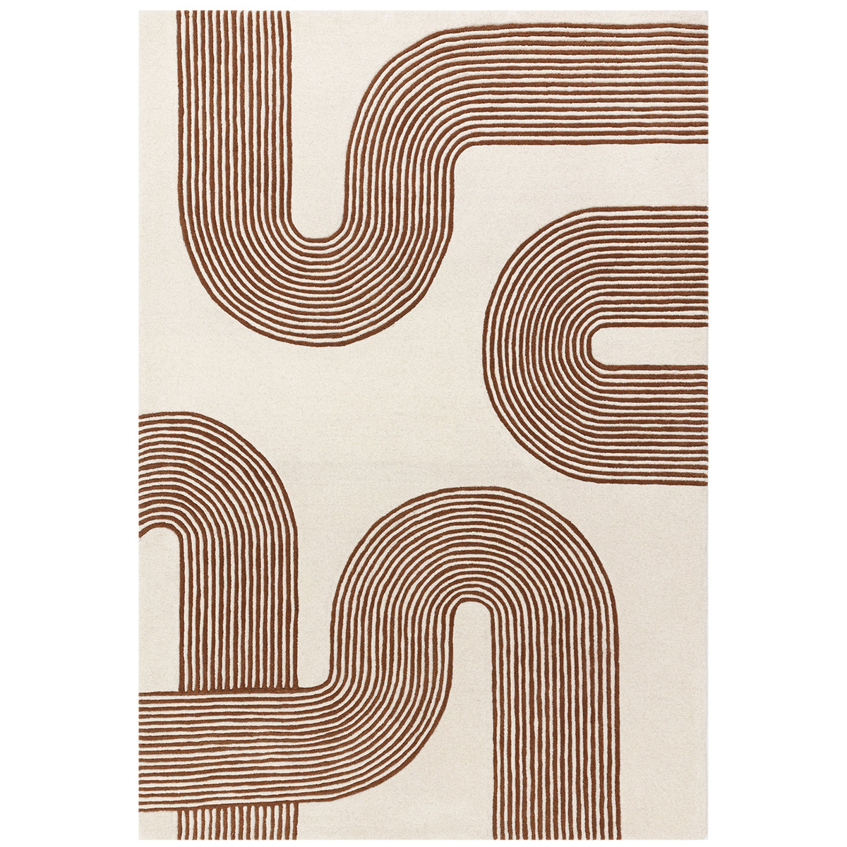 Beige rug with brown abstract pattern