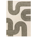 Beige rug with black abstract line pattern