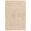 Beige rug with white abstract patterns on a beige background