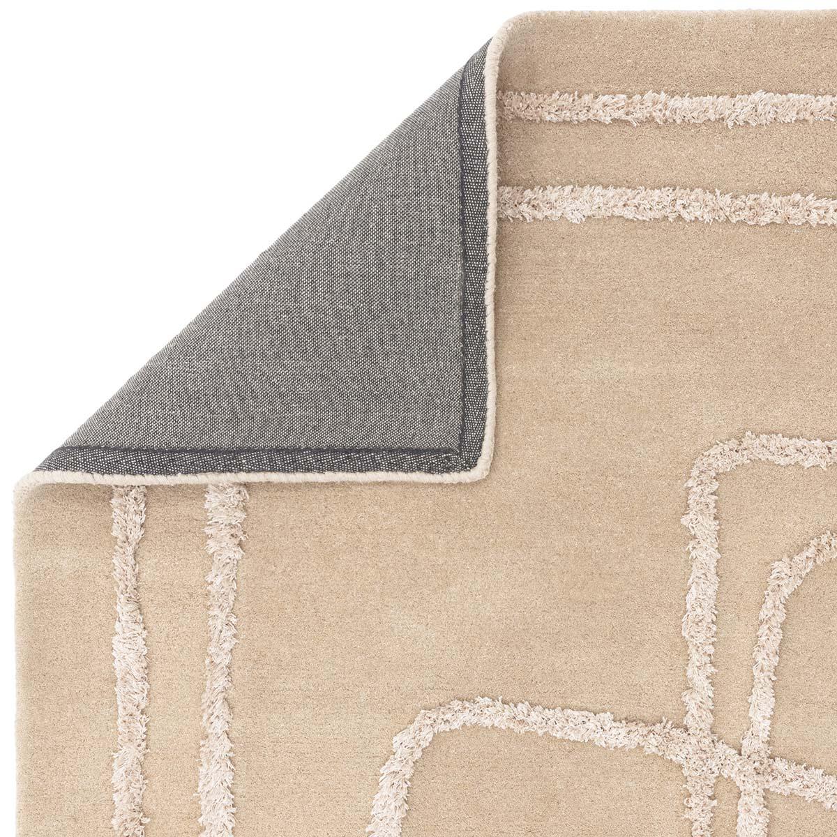 Asiatic Matrix Infinity Sand Designer Rug featuring geometric line pattern in sand beige, cream on grey backing, hand-tufted wool