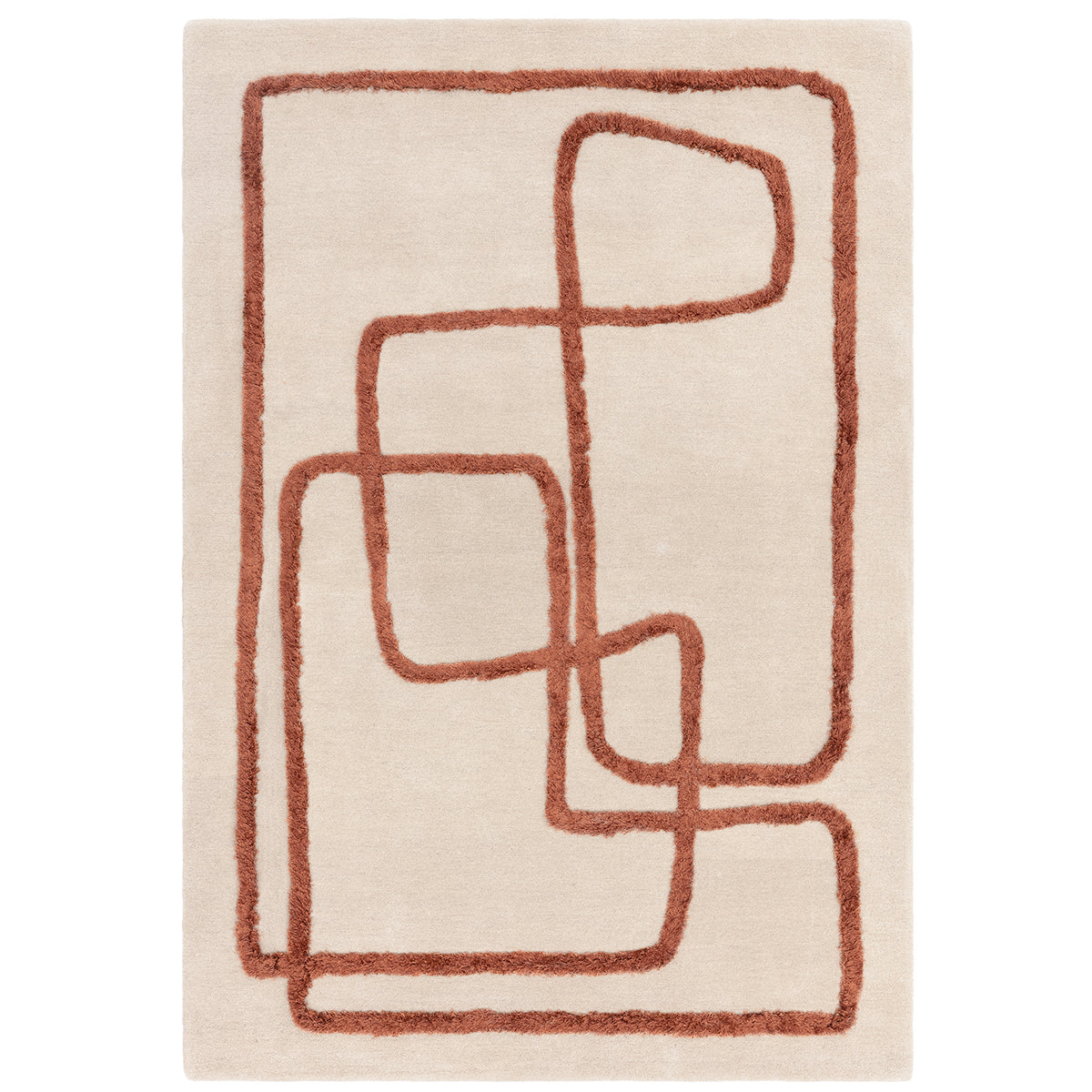 Beige rug with brown abstract pattern