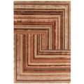 Asiatic Network Terracotta Designer Rug featuring concentric rectangle geometric pattern in terracotta, rust, taupe and beige on warm beige background, hand-tufted wool