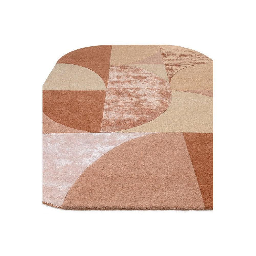 Asiatic Oval Earth Designer Rug by Asiatic London with circle/arc pattern in terracotta, peach and beige on cream background