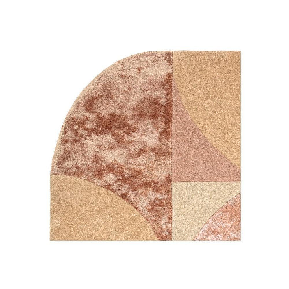 Asiatic Oval Earth Designer Rug by Asiatic London featuring abstract geometric patchwork in terracotta, blush, beige and gold on warm beige background