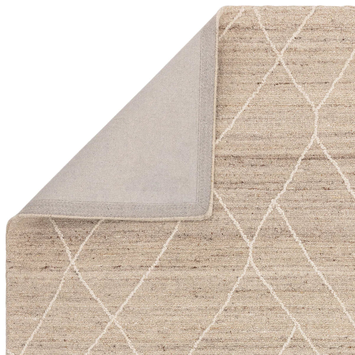 Asiatic Noah Natural Designer Rug featuring a cream and beige diamond lattice on natural background, hand-tufted wool