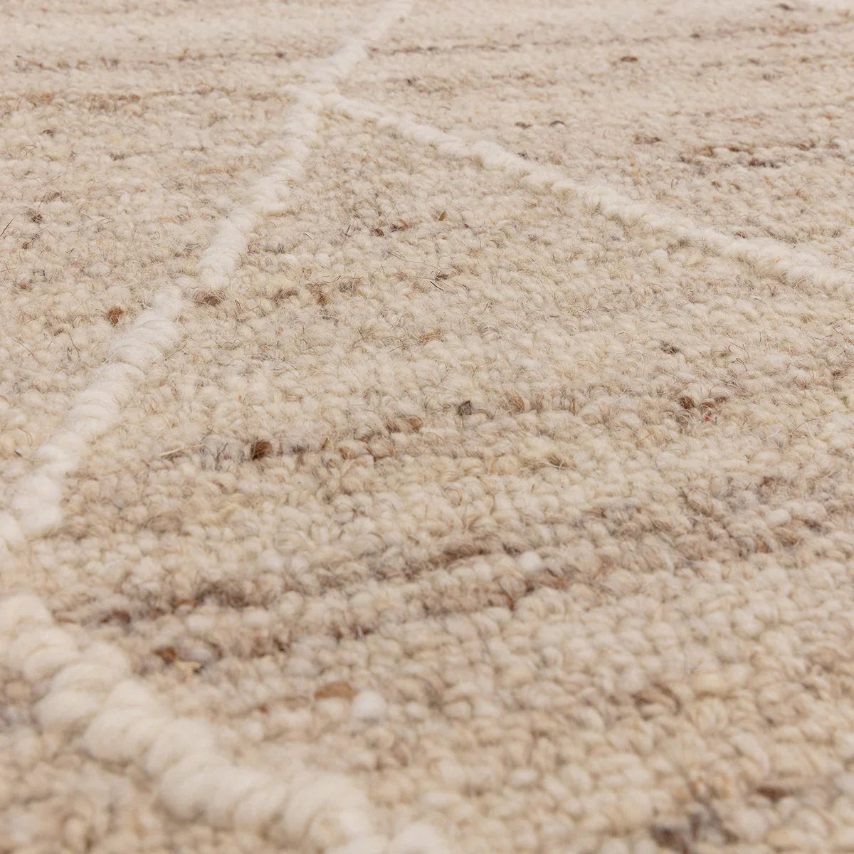 Asiatic Noah Natural Designer Rug featuring shaggy cream-beige loop-pile on ivory background, hand-tufted wool