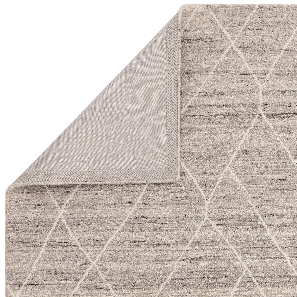 Asiatic Noah Silver Designer Rug featuring diamond lattice in ivory/cream on taupe background, machine-made polyester