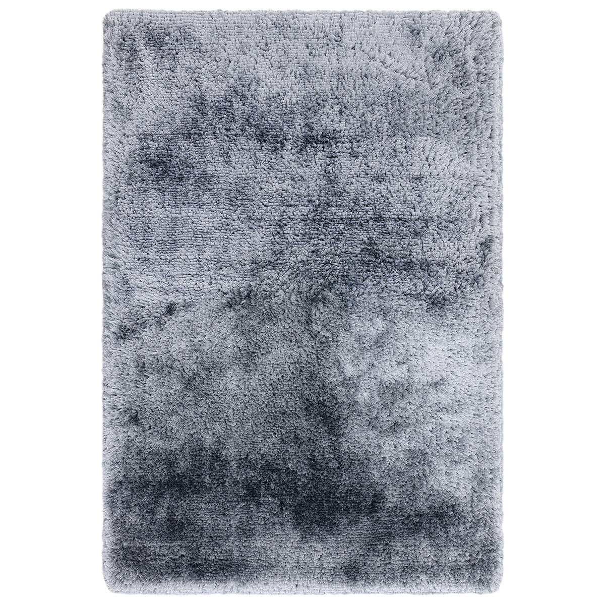 Gray area rug with a textured pattern on a white background