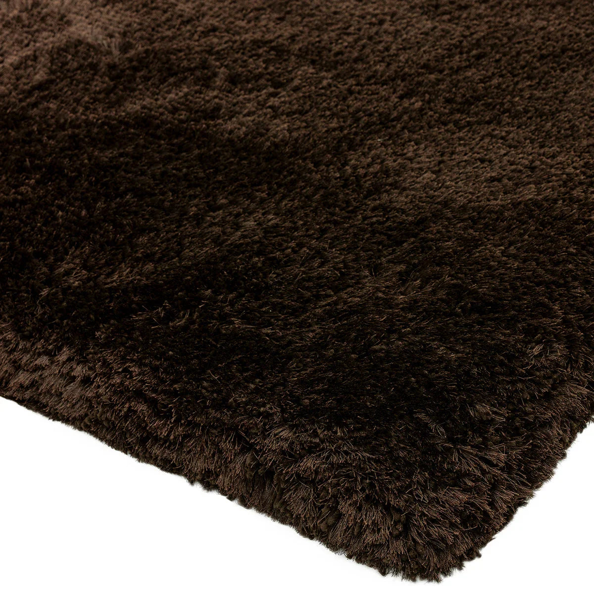 Asiatic Plush Dark Chocolate rug featuring dense shag in dark chocolate brown on a uniform background, plush construction