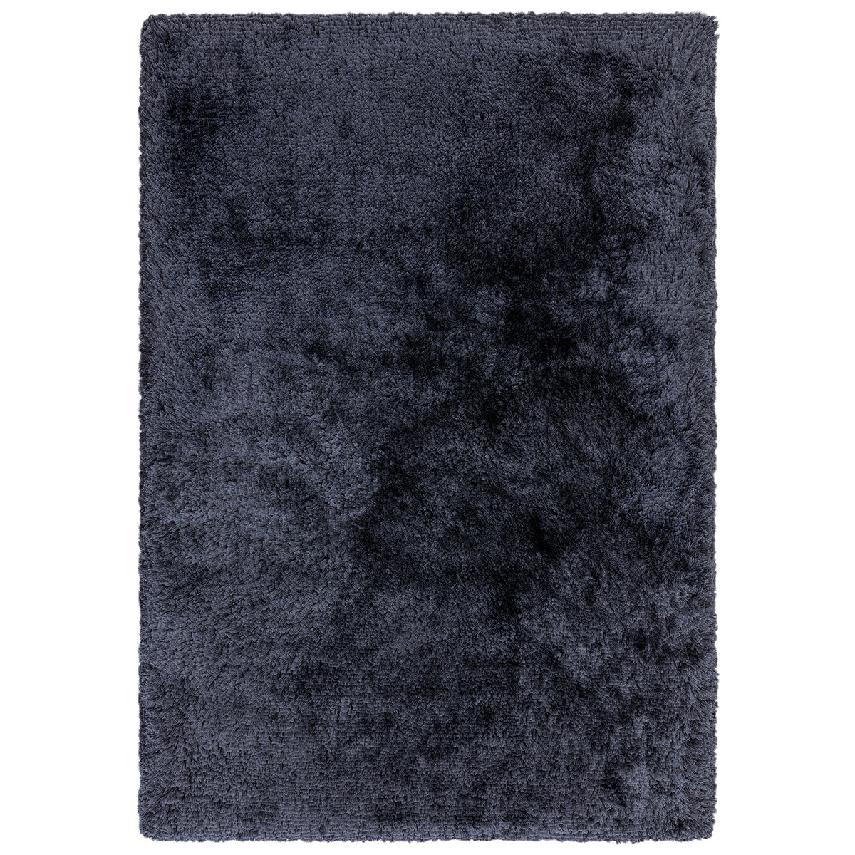 Dark gray shaggy rug on a white background