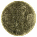 Asiatic Plush Sage Round round rug styled in a living room