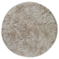 Asiatic Plush Sand Round round rug styled in a living room