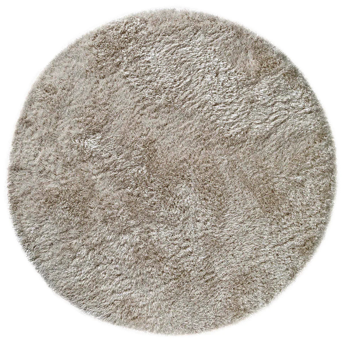 Asiatic Plush Sand Round round rug styled in a living room