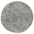 Asiatic Plush Silver Round round rug styled in a living room