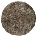Asiatic Plush Taupe Round round rug styled in a living room