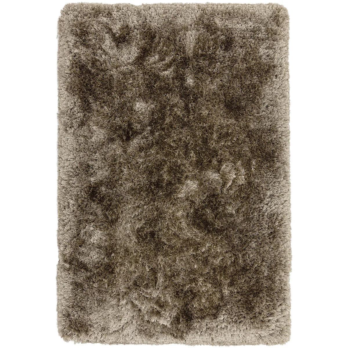 Asiatic Plush Taupe Designer Rug featuring shaggy texture in taupe, brown and cream on taupe background, unknown construction/material