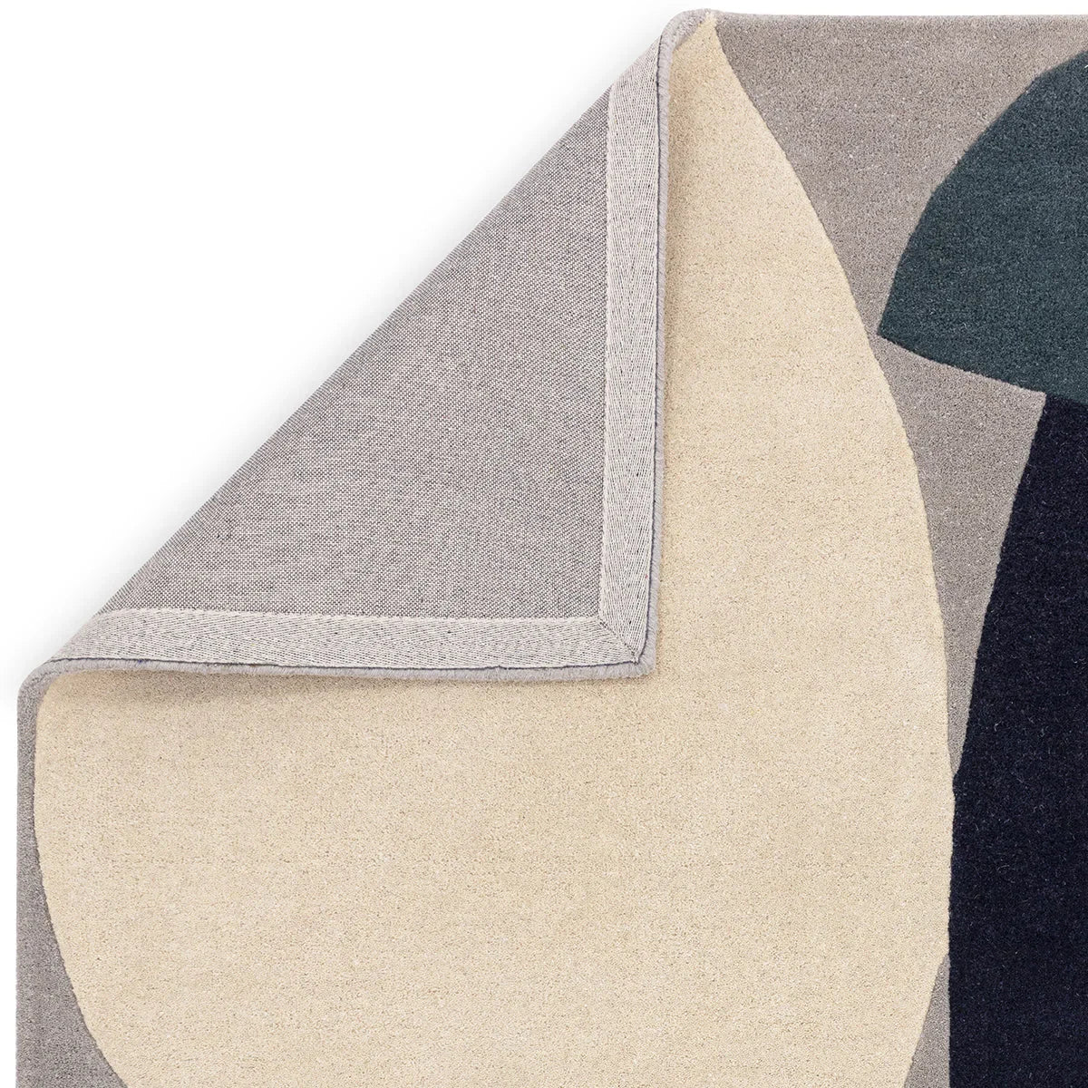 Asiatic Reef 25 Mid Century Teal Rug featuring geometric reef pattern in beige, taupe, grey and teal on cream background, hand-tufted wool