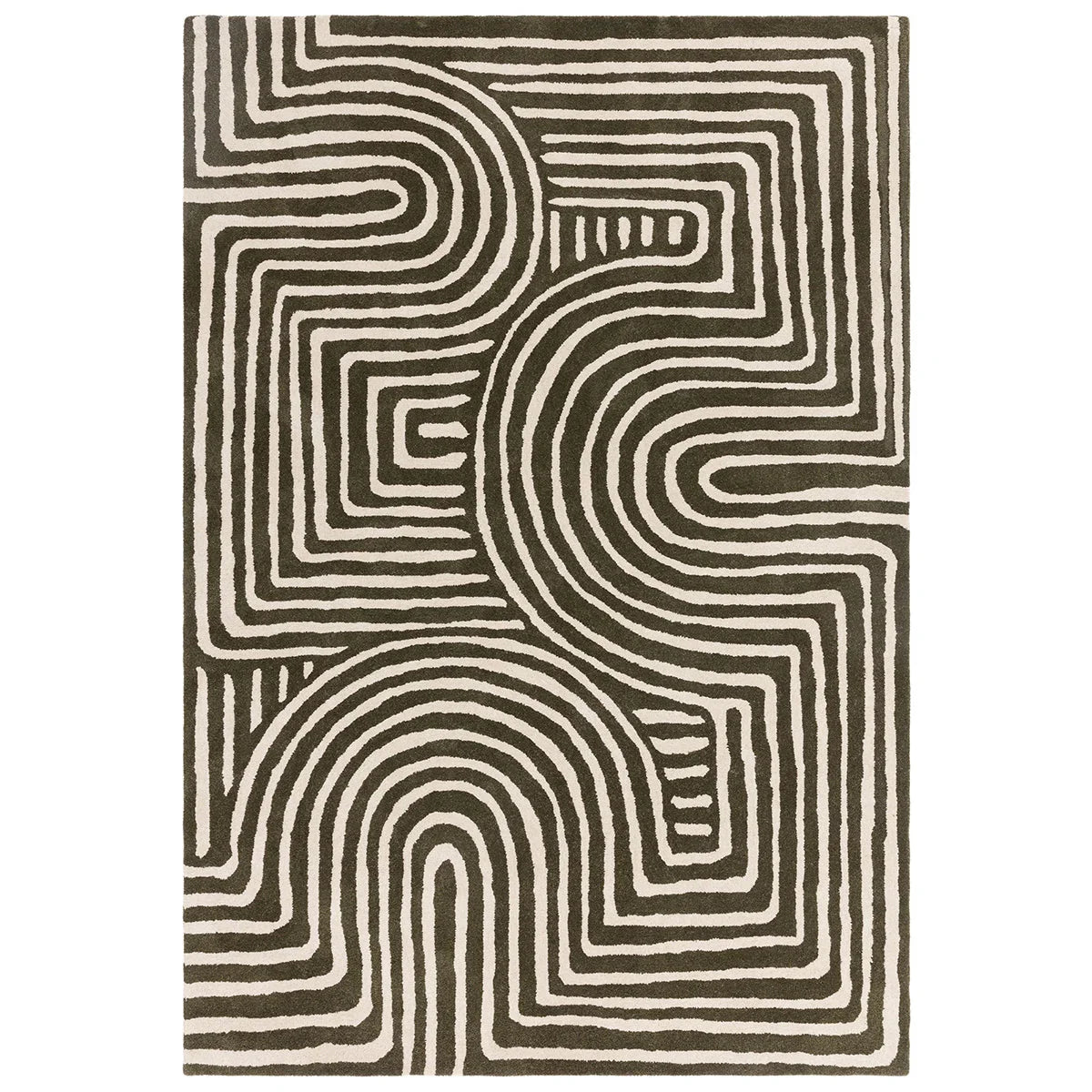 Asiatic Reef 30 Curve Forest rectangle rug styled in a living room