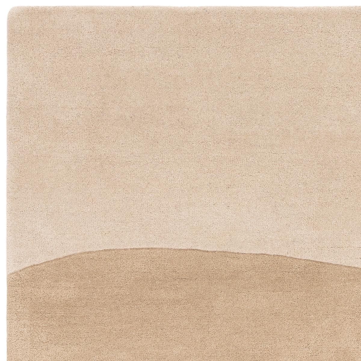 Asiatic Reef Horizon Designer Rug featuring horizon dune pattern in beige, sand and taupe on cream background, hand-tufted wool