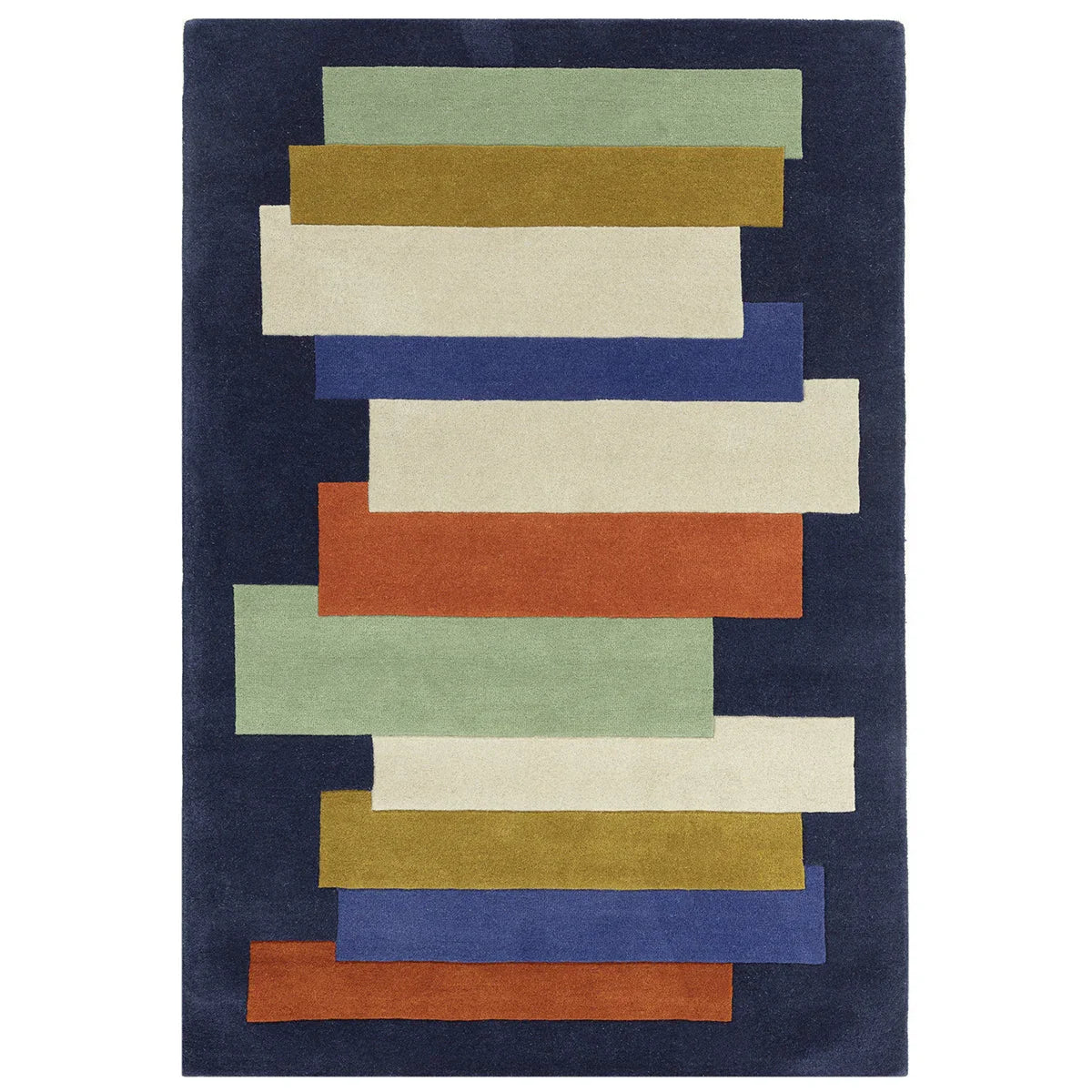 Multicolored geometric rug on a white background