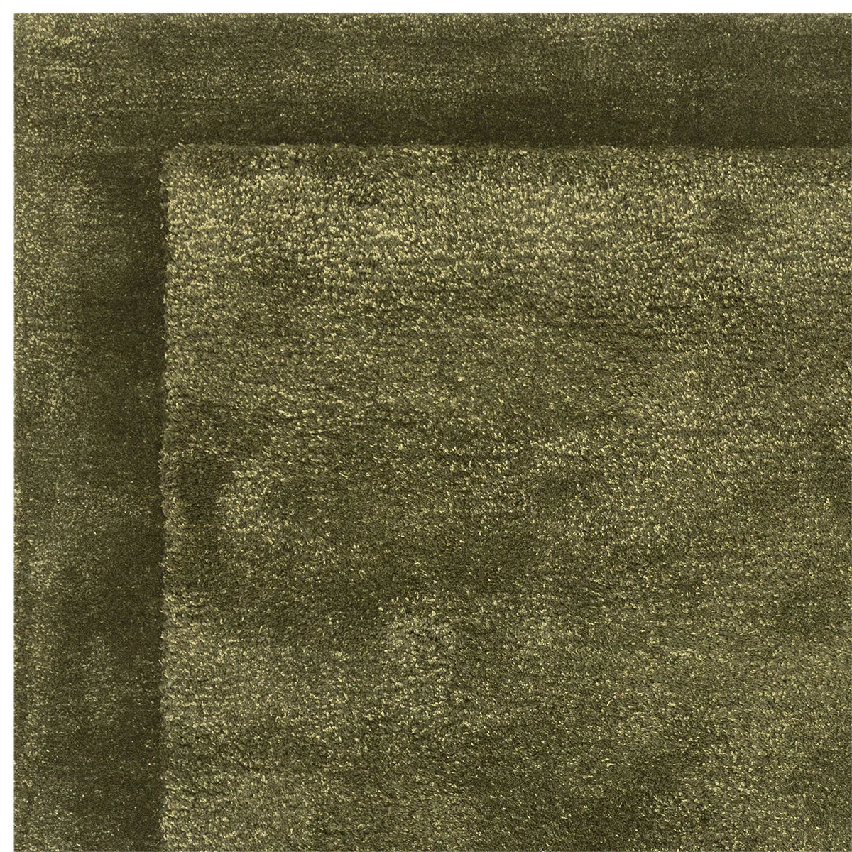 Asiatic Rise Olive Designer Rug featuring textured olive–moss bronze pattern on olive background, hand-tufted wool