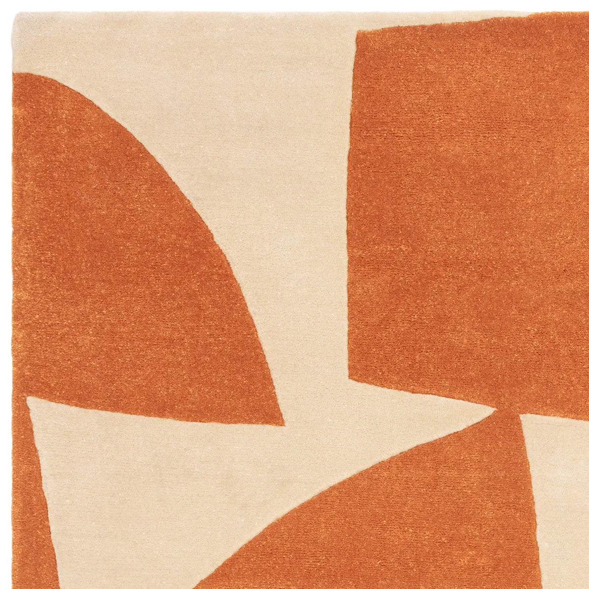 Asiatic Romy Kite Orange Designer Rug featuring geometric kite pattern in burnt orange & cream on beige background, hand-tufted wool