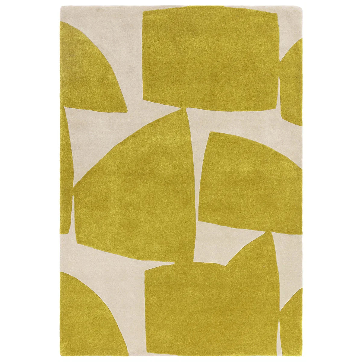 Rug with green abstract pattern on a beige background