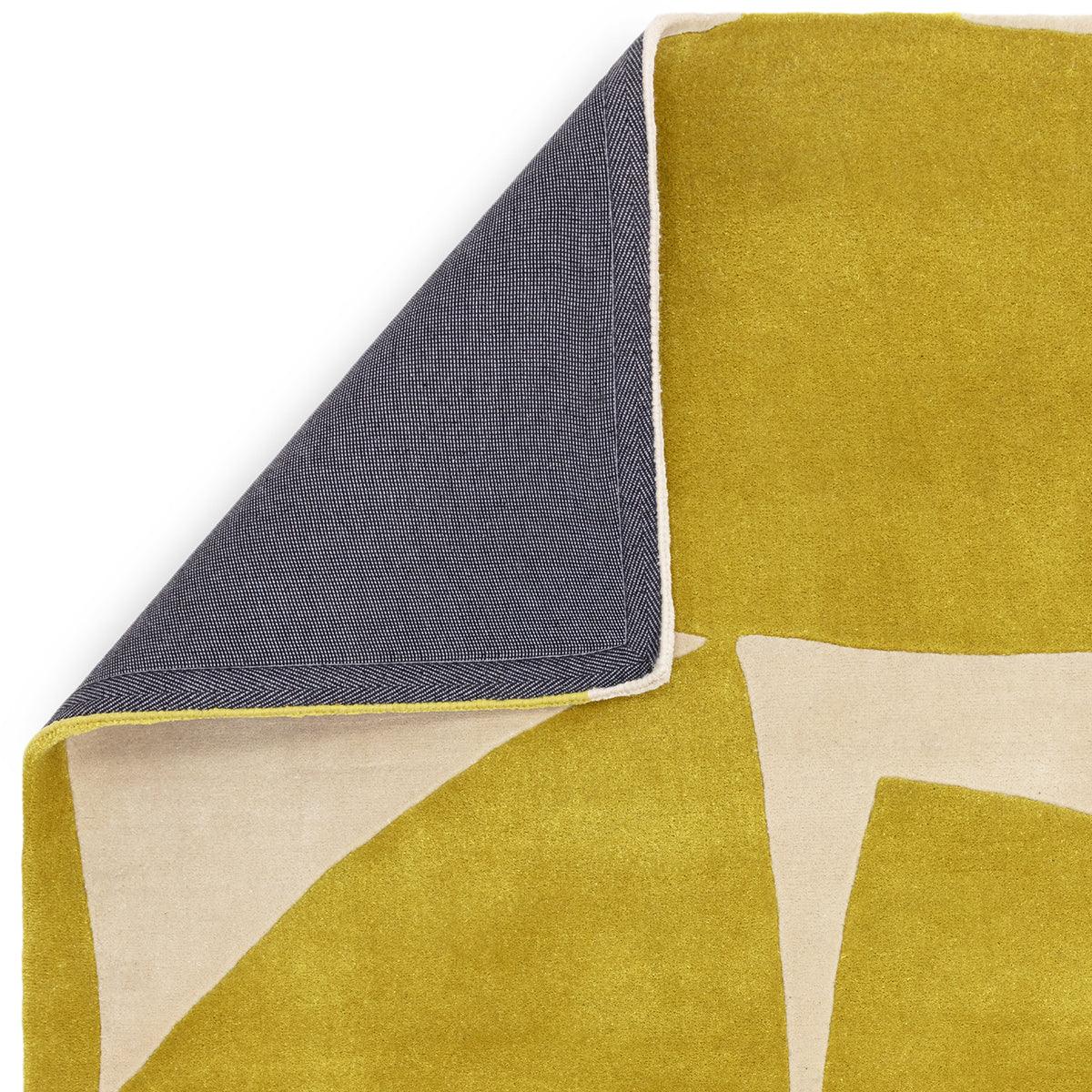 Asiatic Romy Kite Chartreuse Rug featuring geometric kite pattern in chartreuse, cream and beige on warm beige, hand-tufted wool