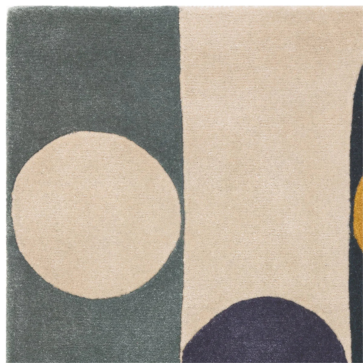 Asiatic Romy 07 Morse Multi Designer Rug featuring geometric block design in dark teal, beige, cream, plum and mustard on beige background, hand-tufted wool