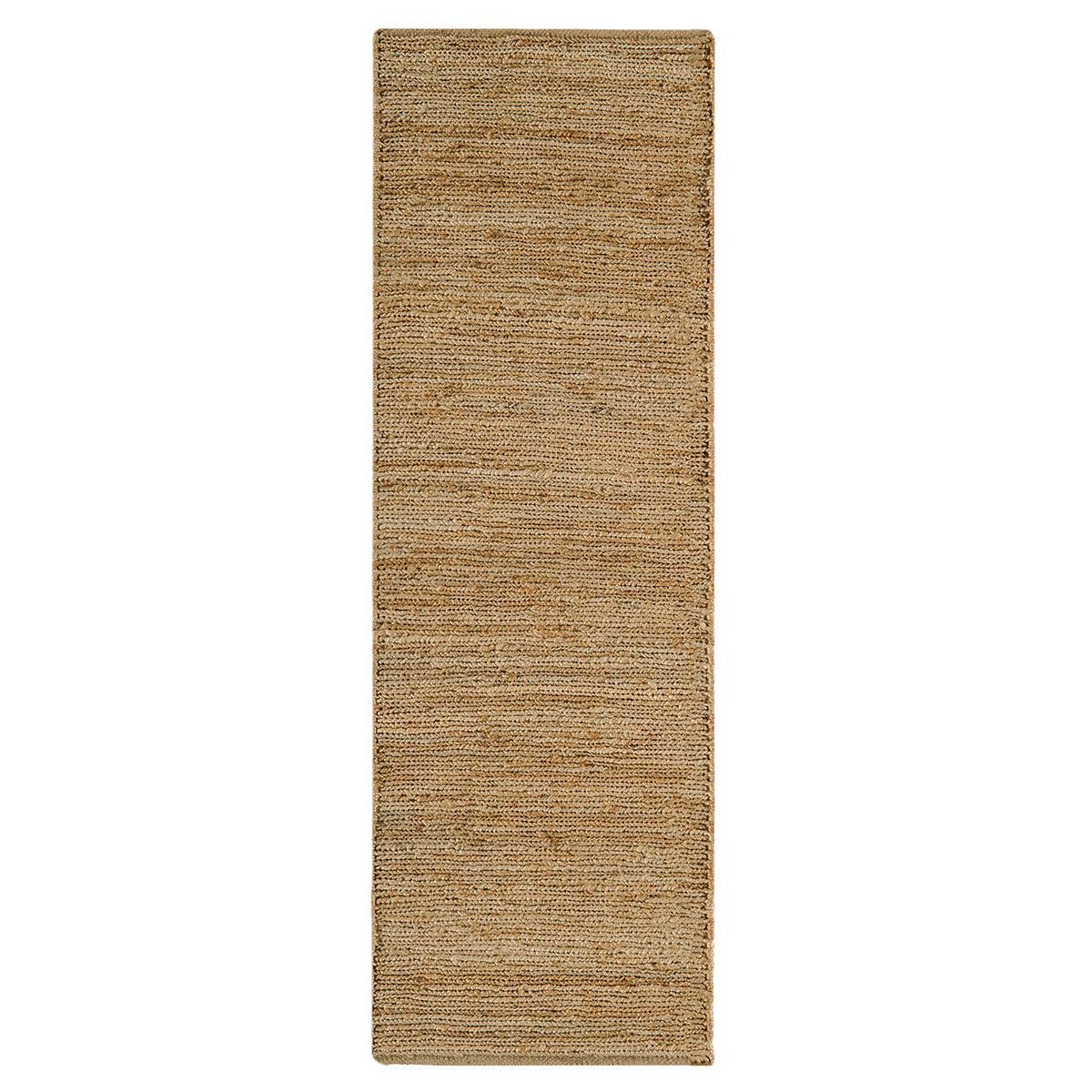 Asiatic Soumak Natural Designer Rug featuring subtle textured banding in beige-tan on natural background, hand-woven soumak wool