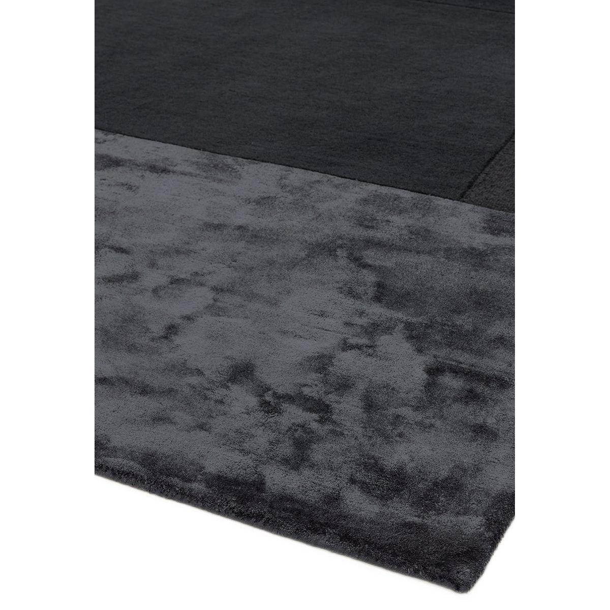 Asiatic Tate Charcoal Rug featuring marbled charcoal texture in graphite and black on deep charcoal, hand-tufted wool
