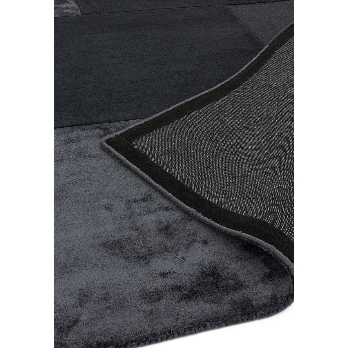 Asiatic Tate Charcoal Designer Rug featuring tonal texture in charcoal, black and slate grey on charcoal background, hand-tufted wool