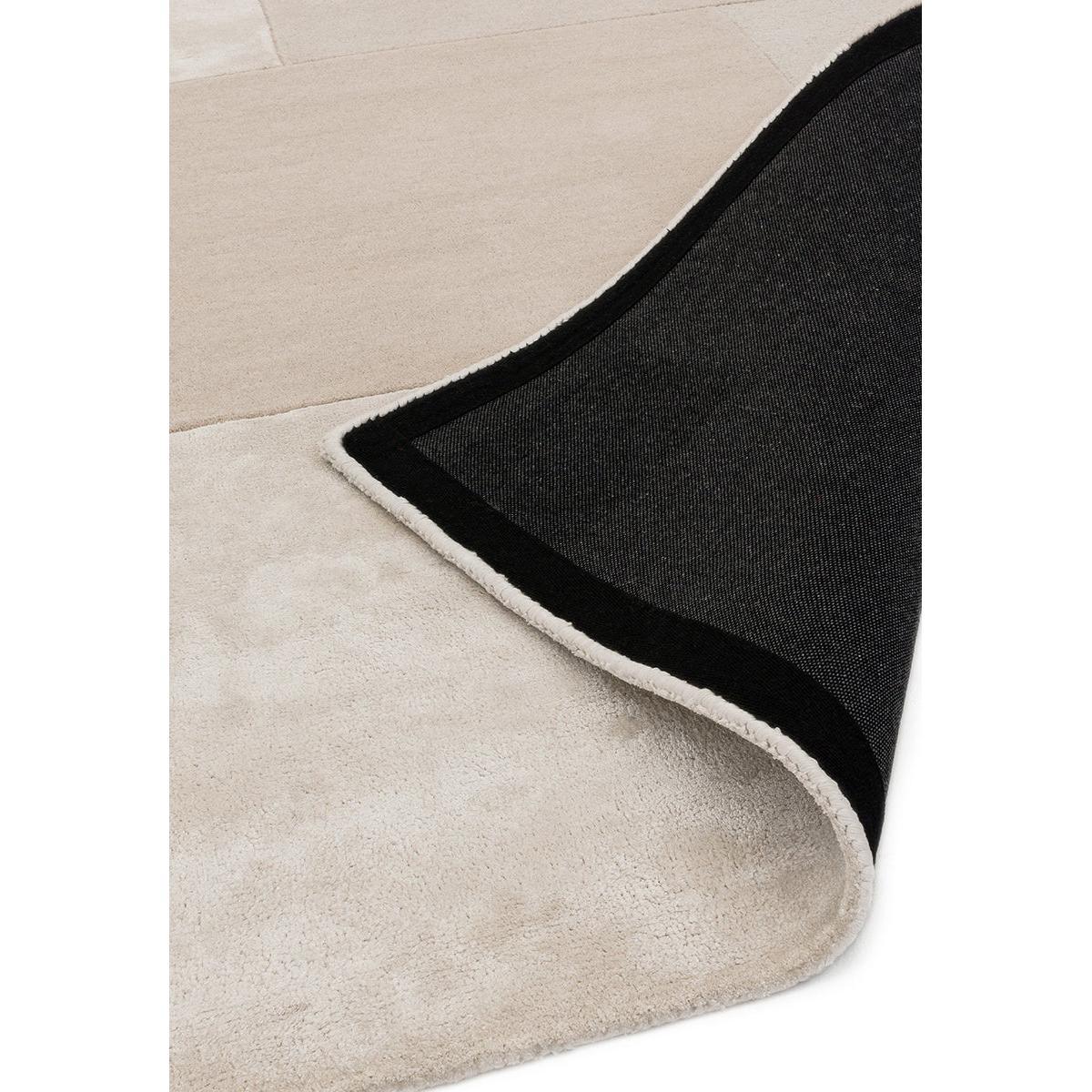 Asiatic Tate Ivory Designer Rug featuring two-tone block design in ivory and black on beige background, hand-tufted wool