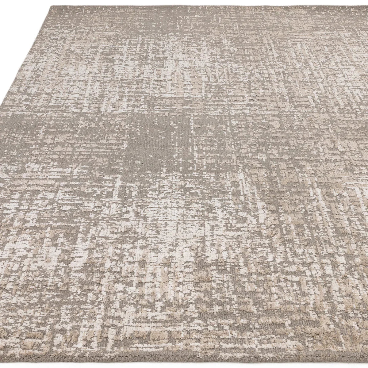 Asiatic Torino Natural Designer Rug featuring abstract distressed pattern in taupe, beige & cream on natural background, machine-woven polypropylene