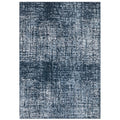Textured blue and gray area rug with a geometric pattern