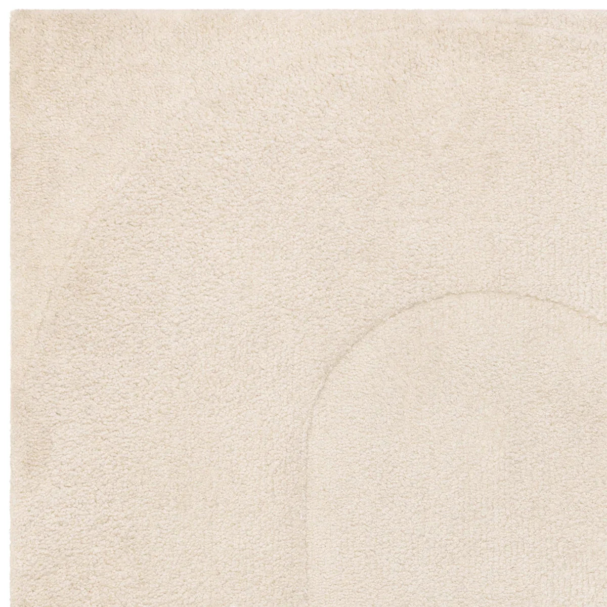 Asiatic Tova Ivory Designer Rug featuring circular motif in ivory and cream on ivory background, hand-tufted wool