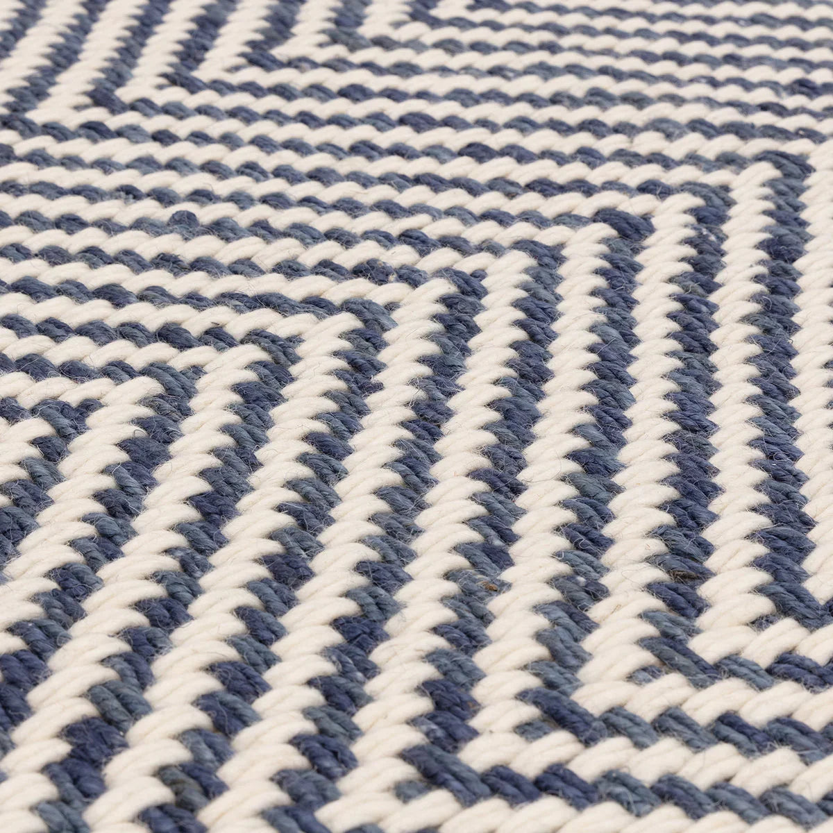 Asiatic Vigo Navy Designer Rug featuring nautical striped pattern in navy and white on ivory background, hand-tufted wool
