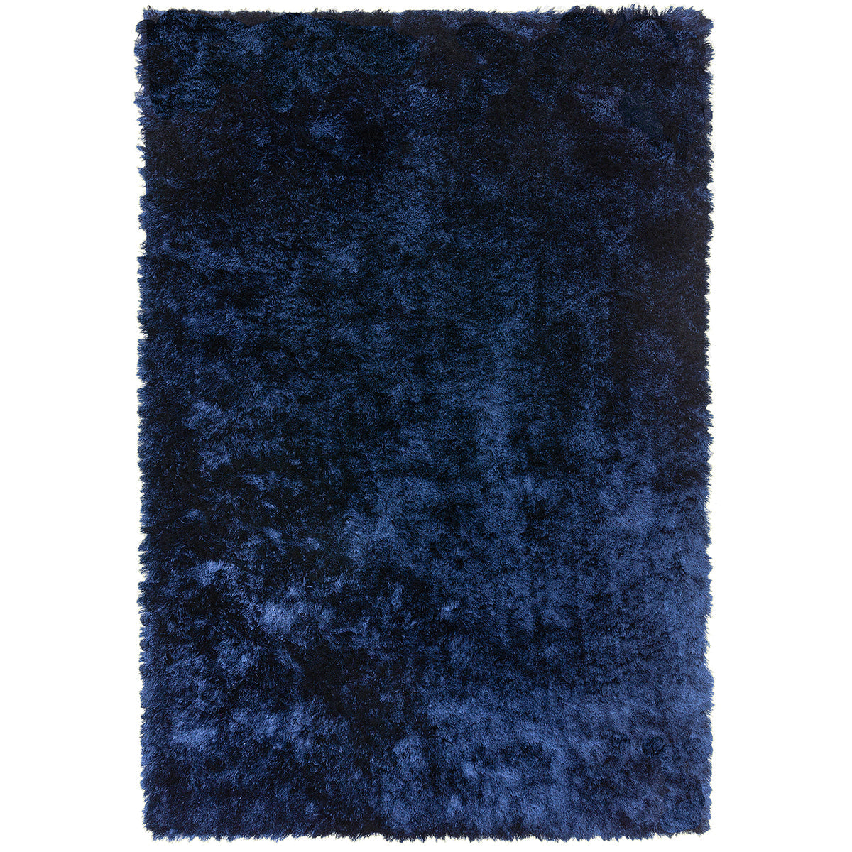 Blue shaggy rug on a white background