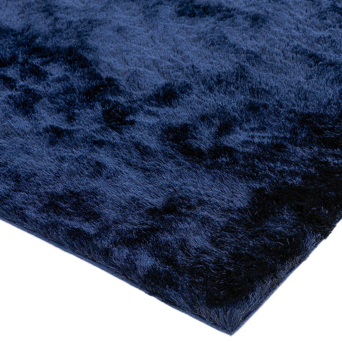 Asiatic Whisper Navy Blue Designer Rug featuring shaggy texture in navy blue on navy background, hand-tufted wool