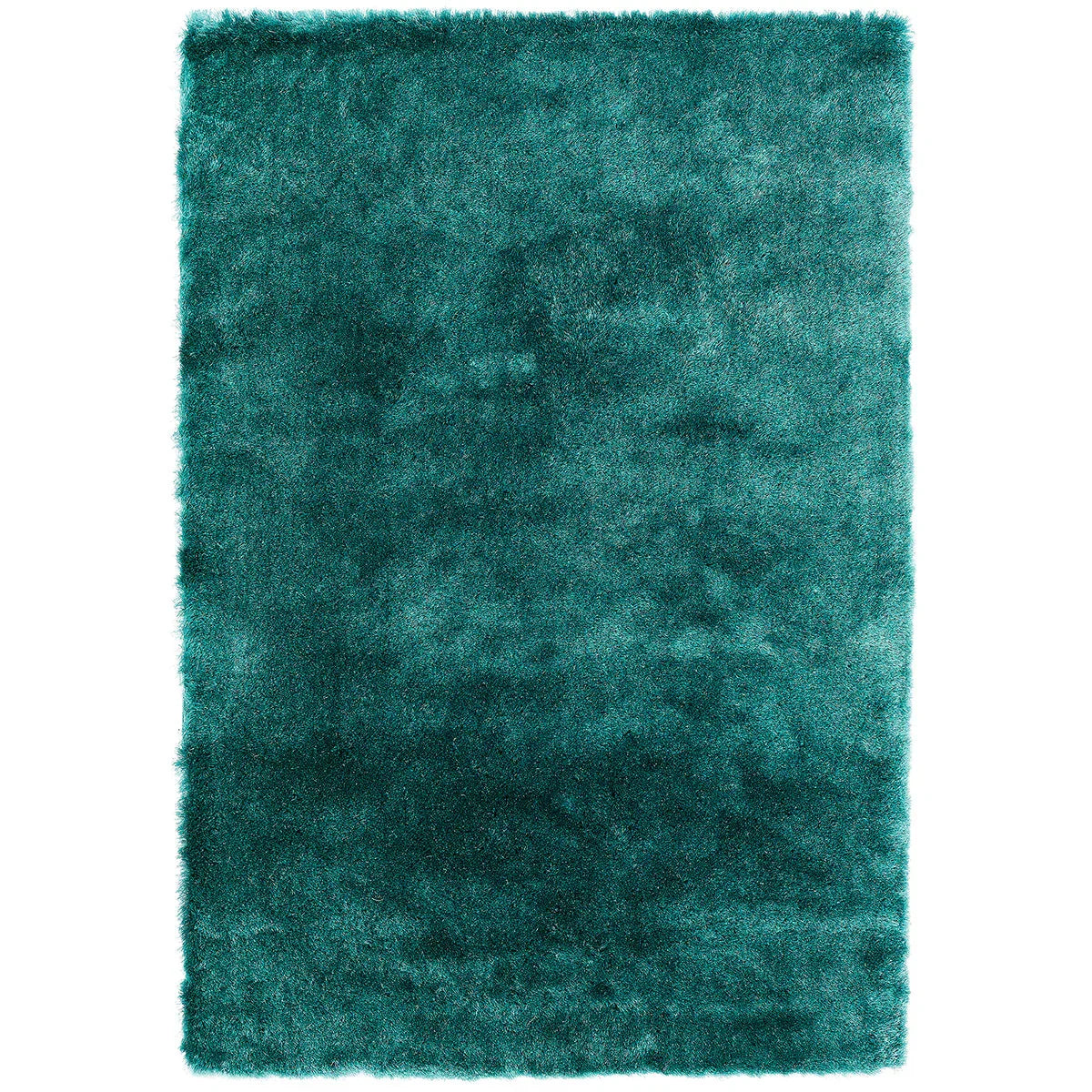 Asiatic Whisper Dark Teal Designer Rug featuring solid shag design in dark teal on white background, shag construction