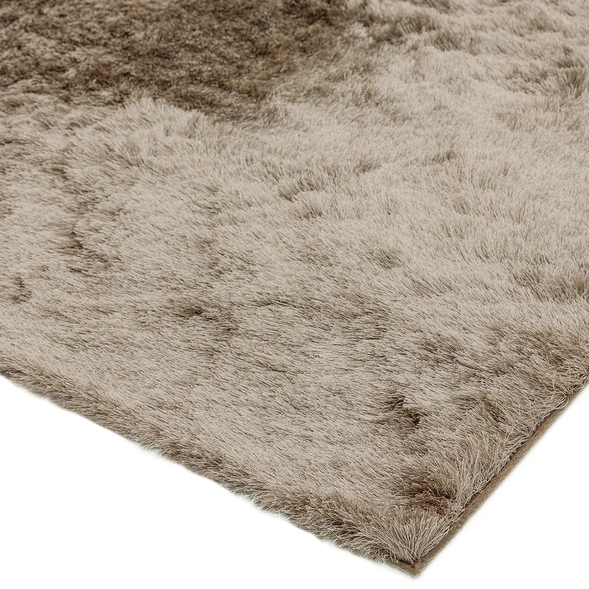 Asiatic Whisper Mocha Rug featuring shaggy pile in mocha, beige and cream on warm mocha background, machine-made rug