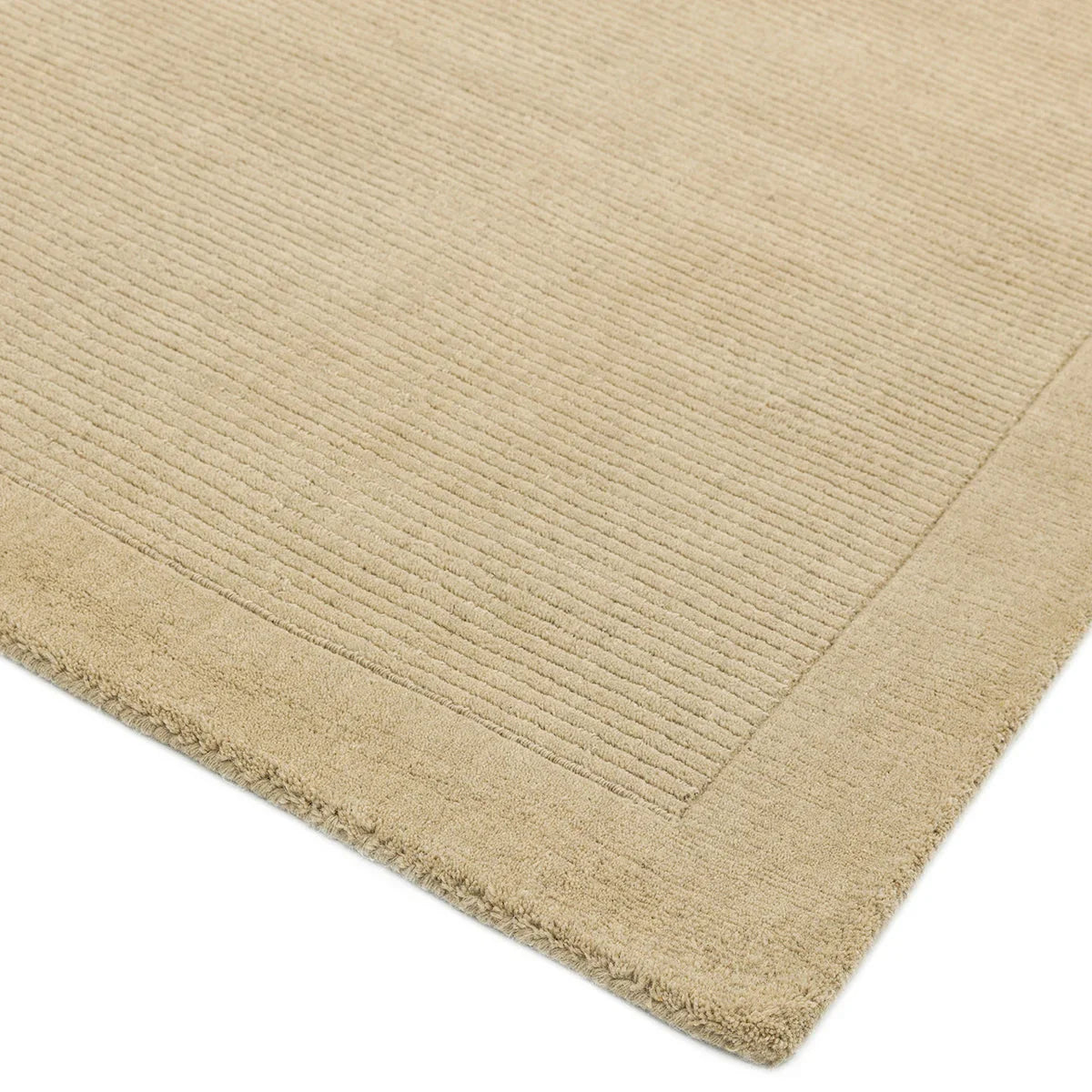 Asiatic York Beige Designer Rug featuring ribbed texture in beige and taupe on beige background, machine-made polyester