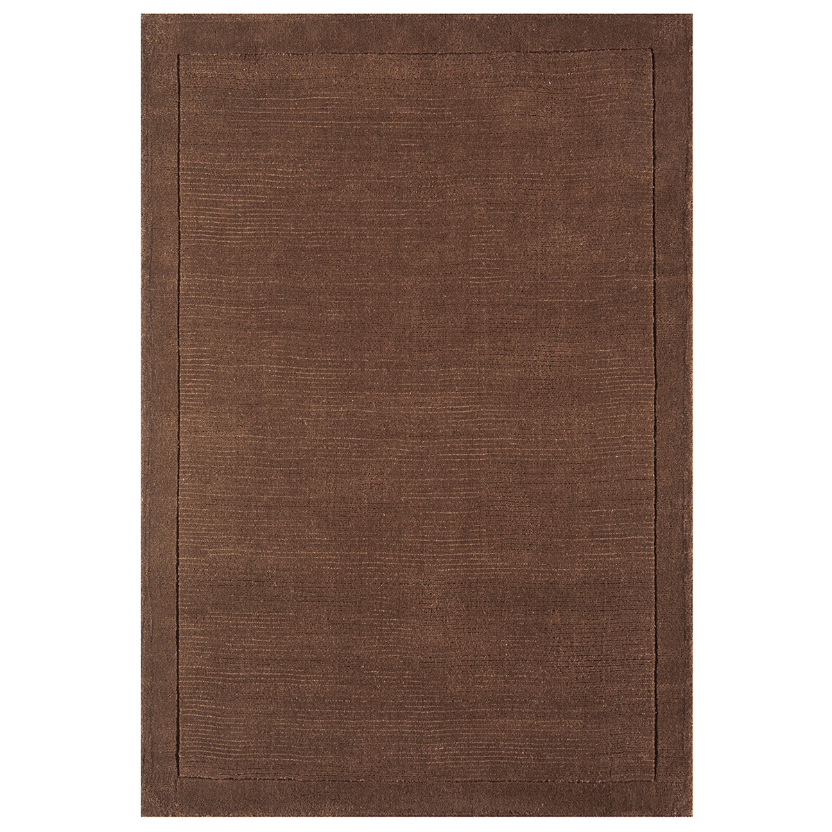 Brown rectangular rug with a textured pattern on a white background