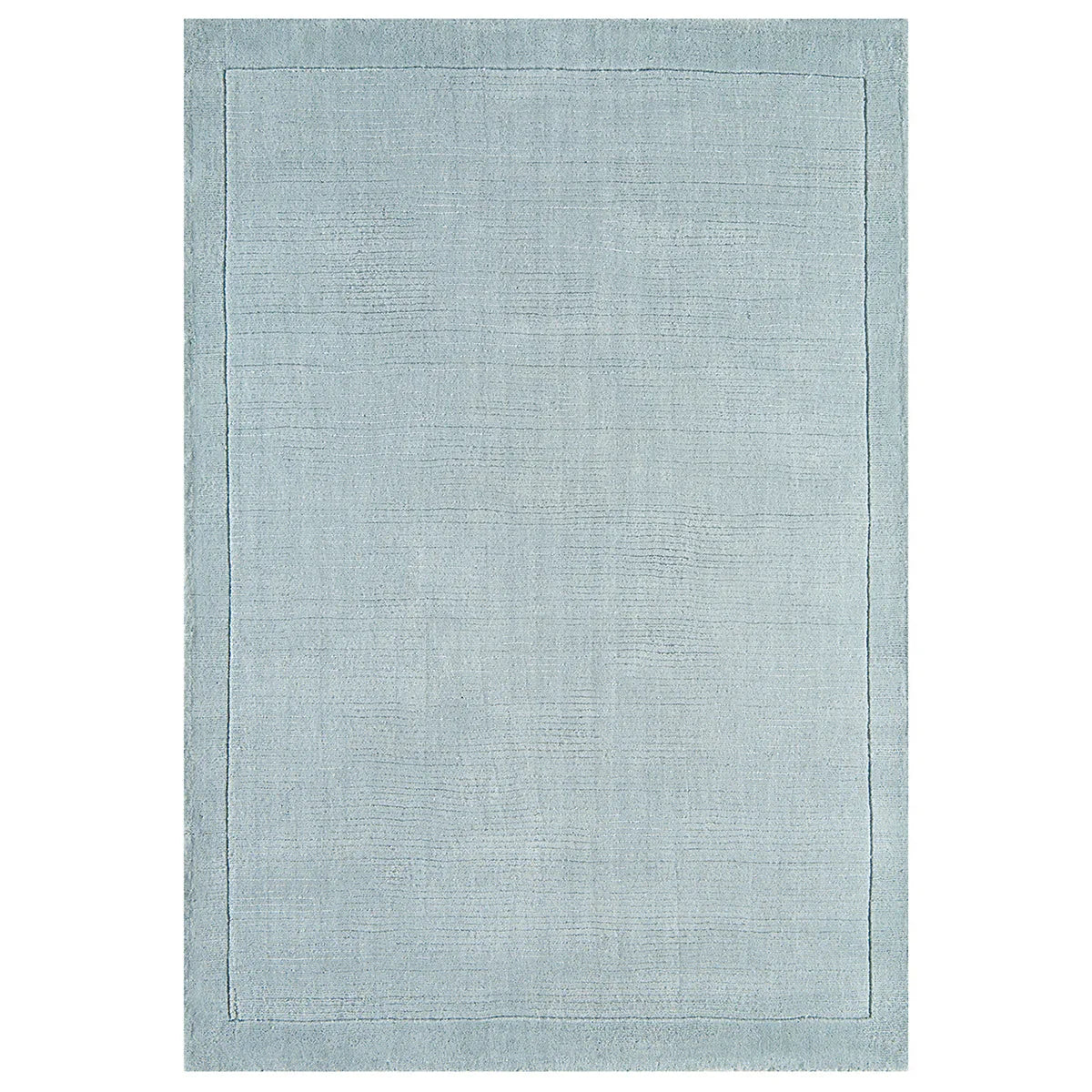 Asiatic York Duck Egg Designer Rug featuring solid minimalist pattern in duck-egg blue with border on duck-egg background, hand-tufted wool