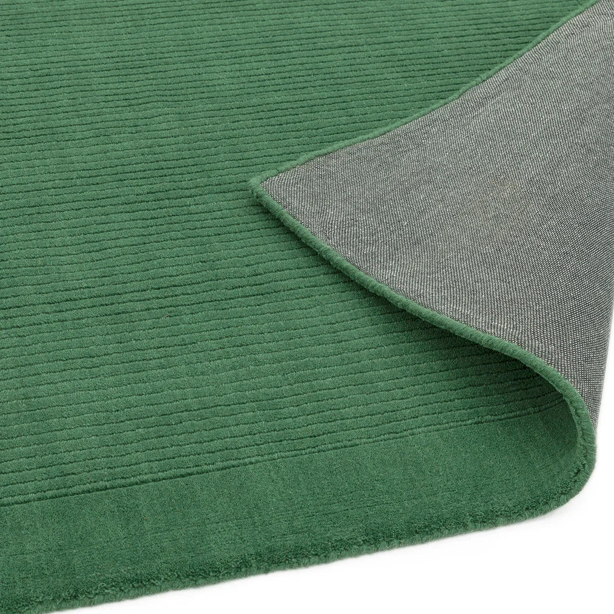 Asiatic York Forest Green Designer Rug featuring ribbed texture in forest green with grey underside, machine-made wool
