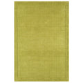 A rectangular green area rug with a subtle tone-on-tone border design and a soft, textured finish.